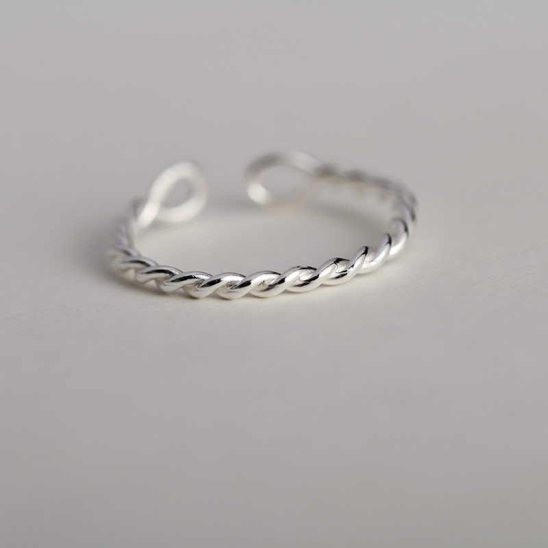 Unique Fashion Rope Shaped Sterling Silver Ring Novelty Silver Open Ring For Women And Girls